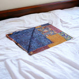 60" X 90" Blue and Yellow Kantha Cotton Patchwork Throw Blanket with Embroidery - Homeroots - Flyclothing LLC