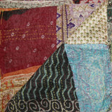 60" X 90" Blue Black and Brown Kantha Cotton Patchwork Throw Blanket with Embroidery - Homeroots - Flyclothing LLC