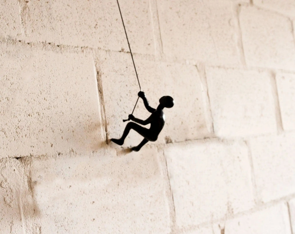 6" Black Unique Climbing Man With Rope Wall Art - Homeroots