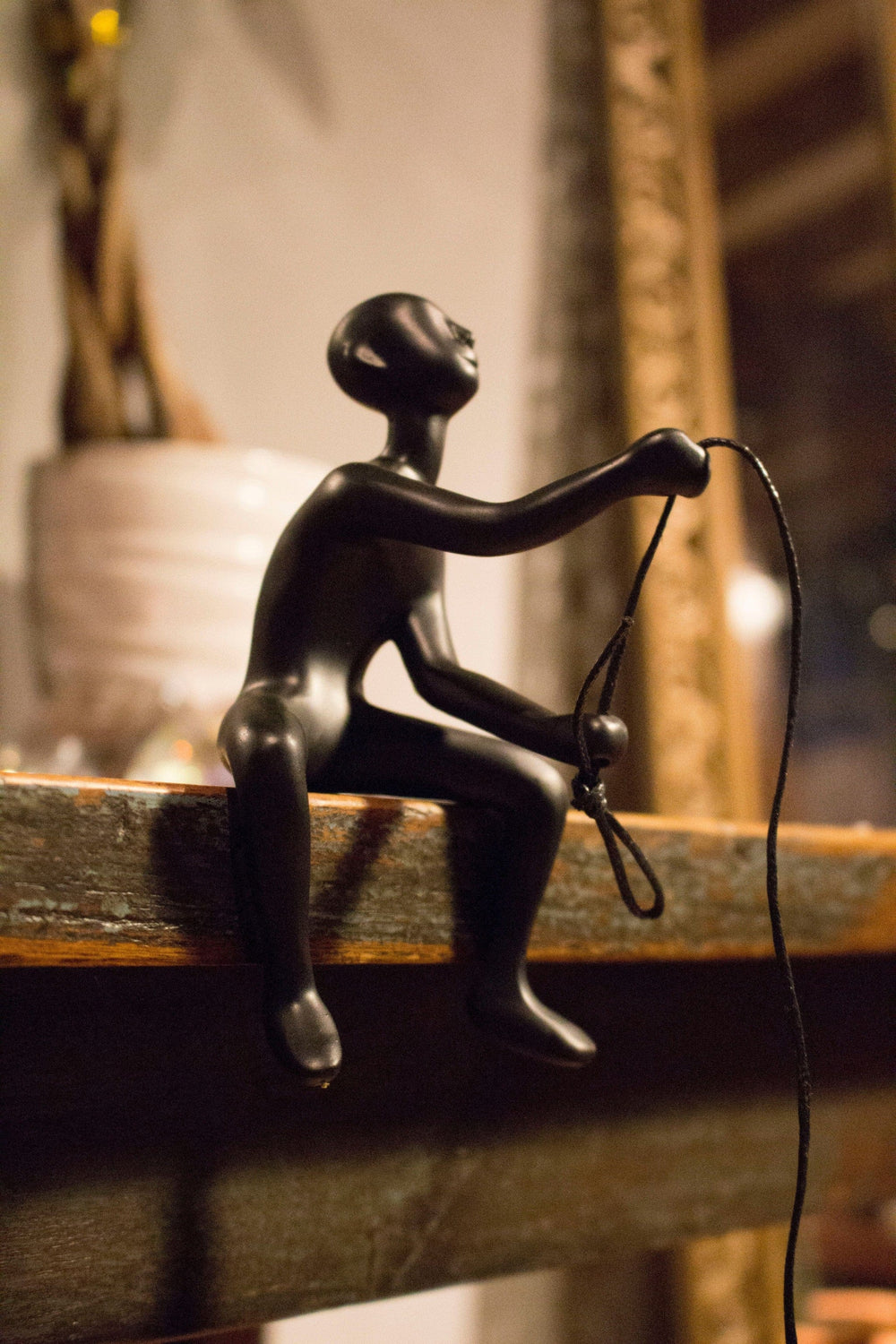 6" Black Unique Climbing Man With Rope Wall Art - Homeroots