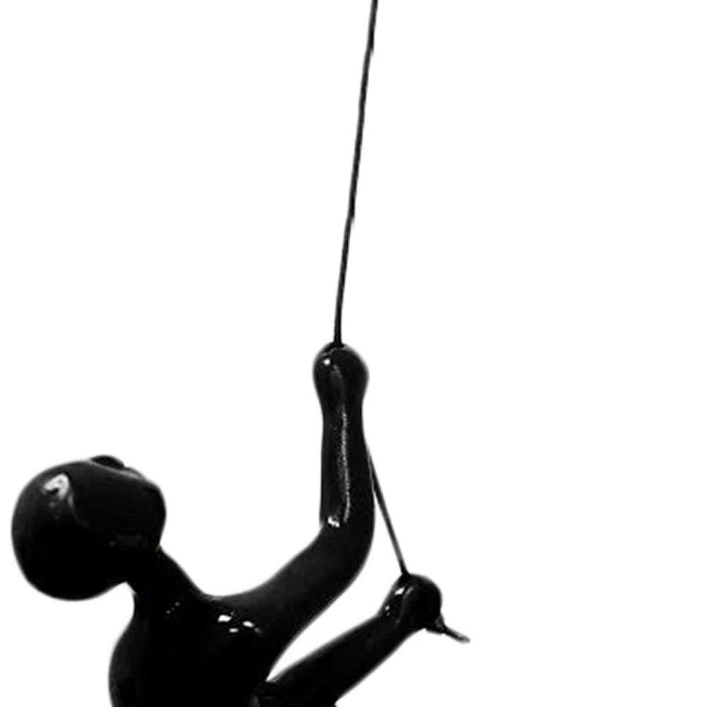 6" Black Unique Climbing Man With Rope Wall Art - Homeroots