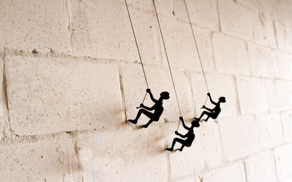 Set of Three 6" Black Resin Unique Climbing Men Wall Decor - Homeroots