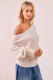 BiBi Waffle Knit Off Shoulder Top - Trendsi - Flyclothing LLC