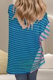 Striped Round Neck Half Sleeve T-Shirt - Trendsi - Flyclothing LLC