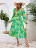 Printed Long Sleeve Midi Dress - Trendsi - Flyclothing LLC