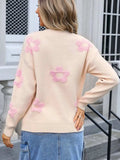 Angel Wings Flower Round Neck Long Sleeve Sweater - Trendsi - Flyclothing LLC