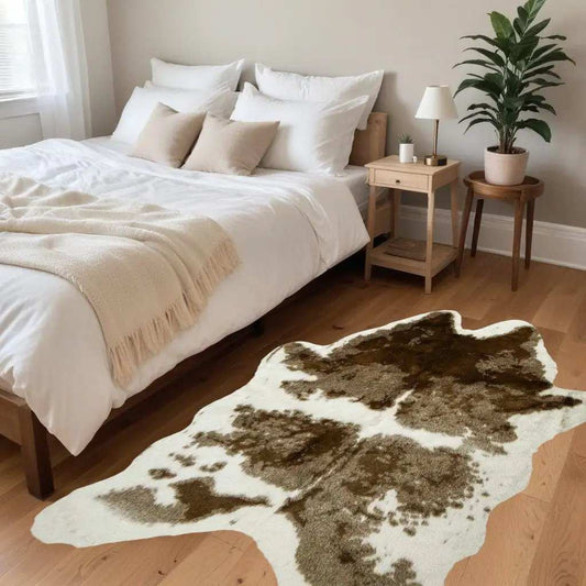 Brown And White Animal Print Area Rug - Homeroots - Flyclothing LLC