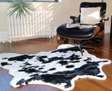 4' X 5' Black and White Faux Cowhide Animal Print Area Rug - Homeroots - Flyclothing LLC