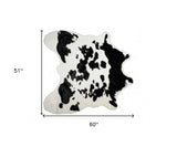 4' X 5' Black and White Faux Cowhide Animal Print Area Rug - Homeroots - Flyclothing LLC