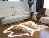 4' X 5' Brown and Ivory Faux Cowhide Animal Print Printed Area Rug - Homeroots - Flyclothing LLC