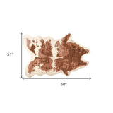 4' X 5' Brown and Ivory Faux Cowhide Animal Print Printed Area Rug - Homeroots - Flyclothing LLC