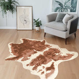 4' X 5' Brown and Ivory Faux Cowhide Animal Print Printed Area Rug - Homeroots - Flyclothing LLC