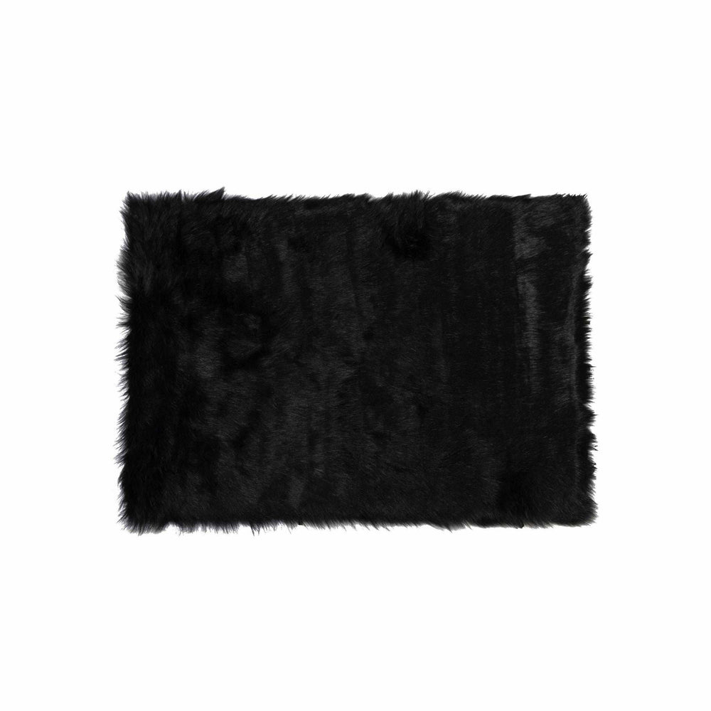 2' X 3' Black Faux Fur Animal Print Area Rug - Homeroots - Flyclothing LLC