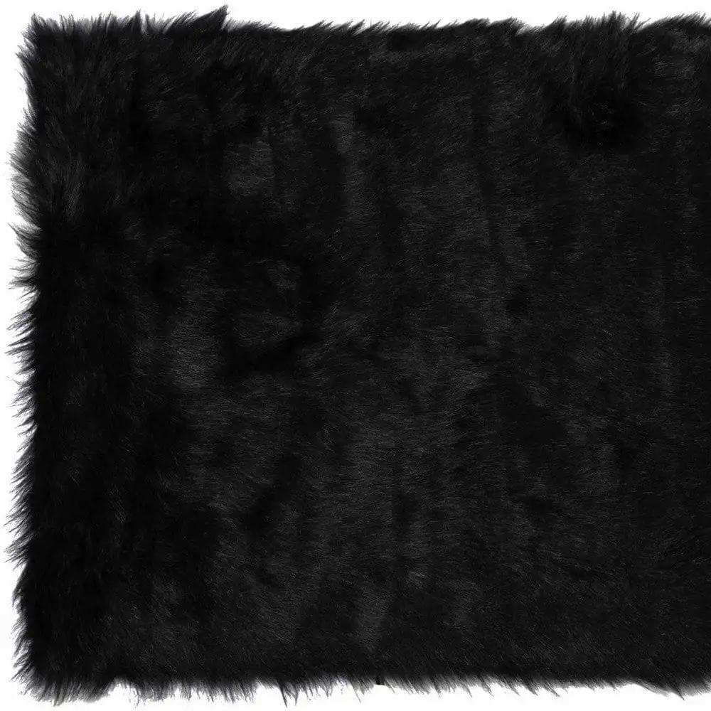 2' X 3' Black Faux Fur Animal Print Area Rug - Homeroots - Flyclothing LLC