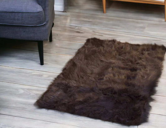 2' X 3' Chocolate Faux Fur Animal Print Area Rug - Homeroots - Flyclothing LLC