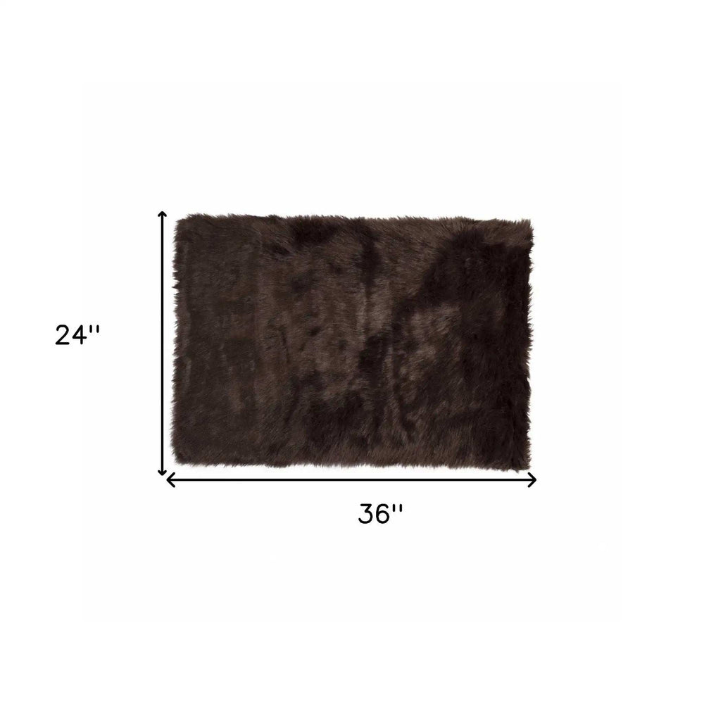 2' X 3' Chocolate Faux Fur Animal Print Area Rug - Homeroots - Flyclothing LLC