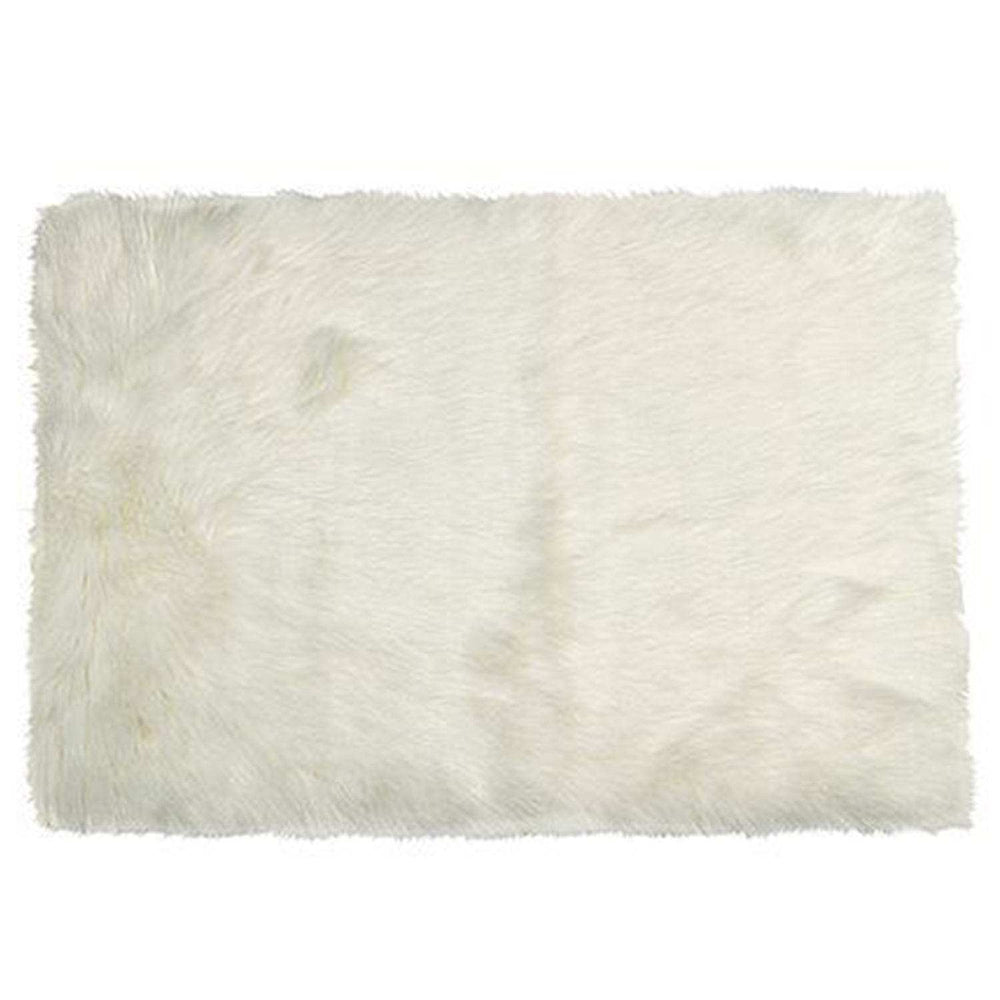 2' X 3' Off White Faux Fur Washable Area Rug - Homeroots - Flyclothing LLC