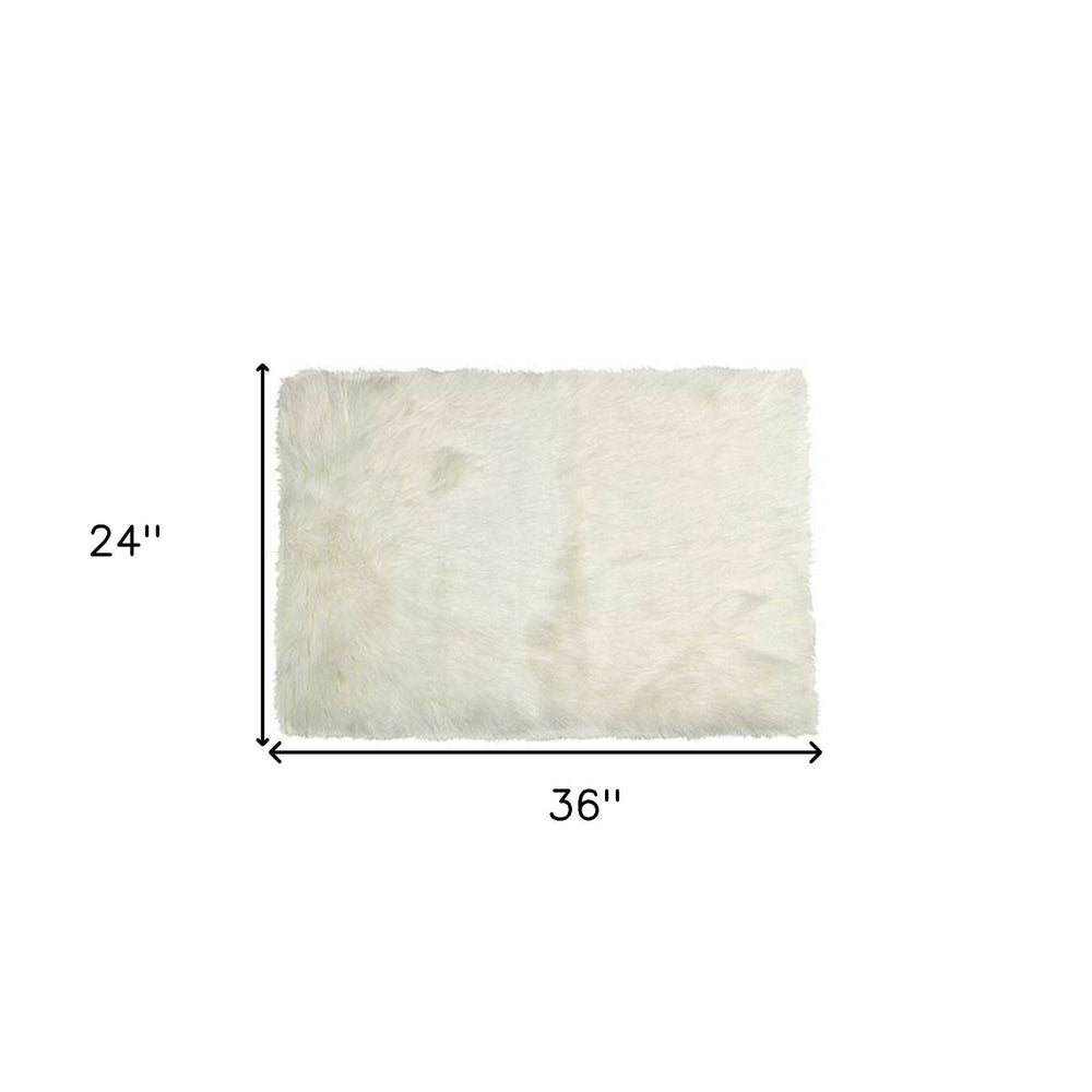 2' X 3' Off White Faux Fur Washable Area Rug - Homeroots - Flyclothing LLC