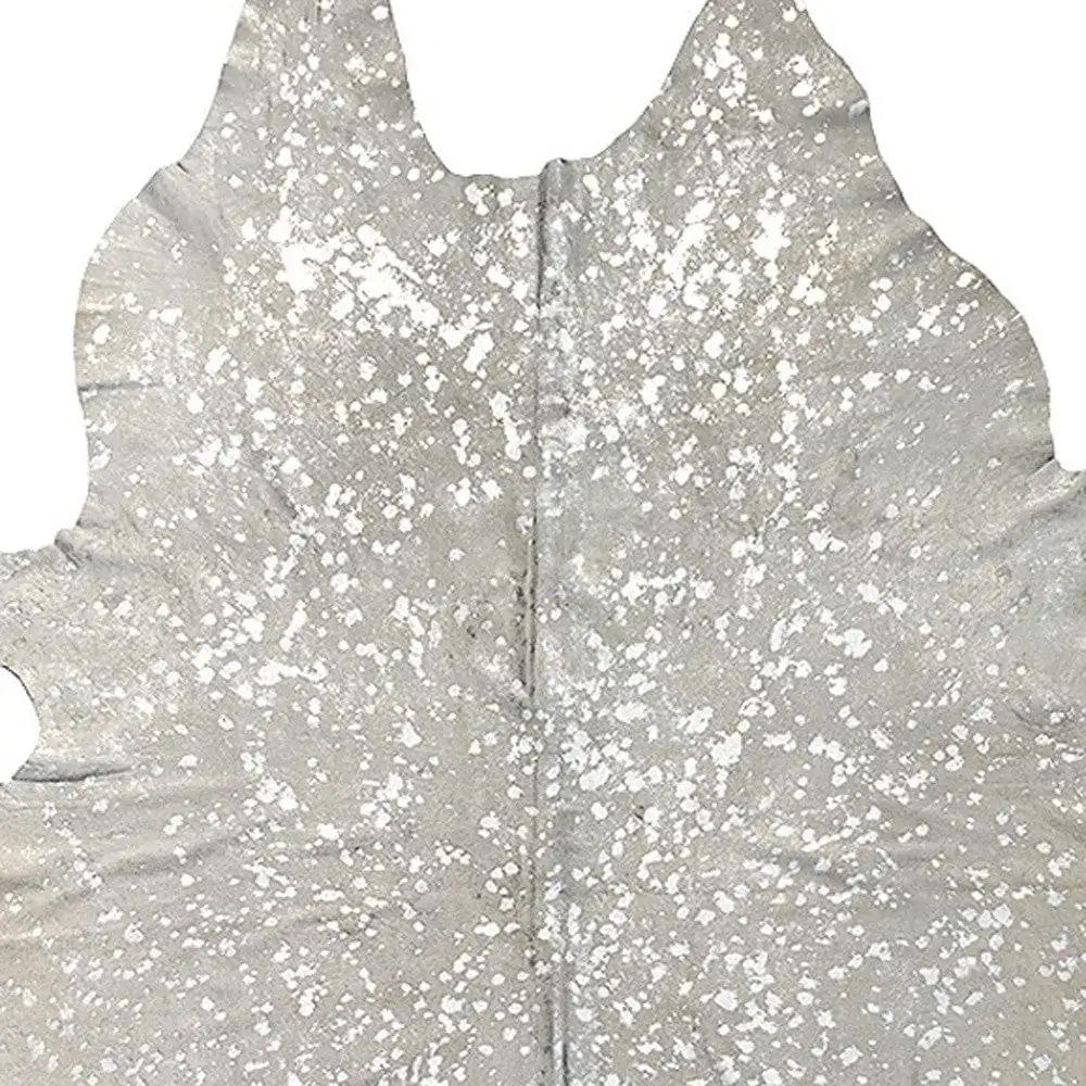 72" X 84" Gray And Silver Cowhide - Area Rug - Homeroots - Flyclothing LLC