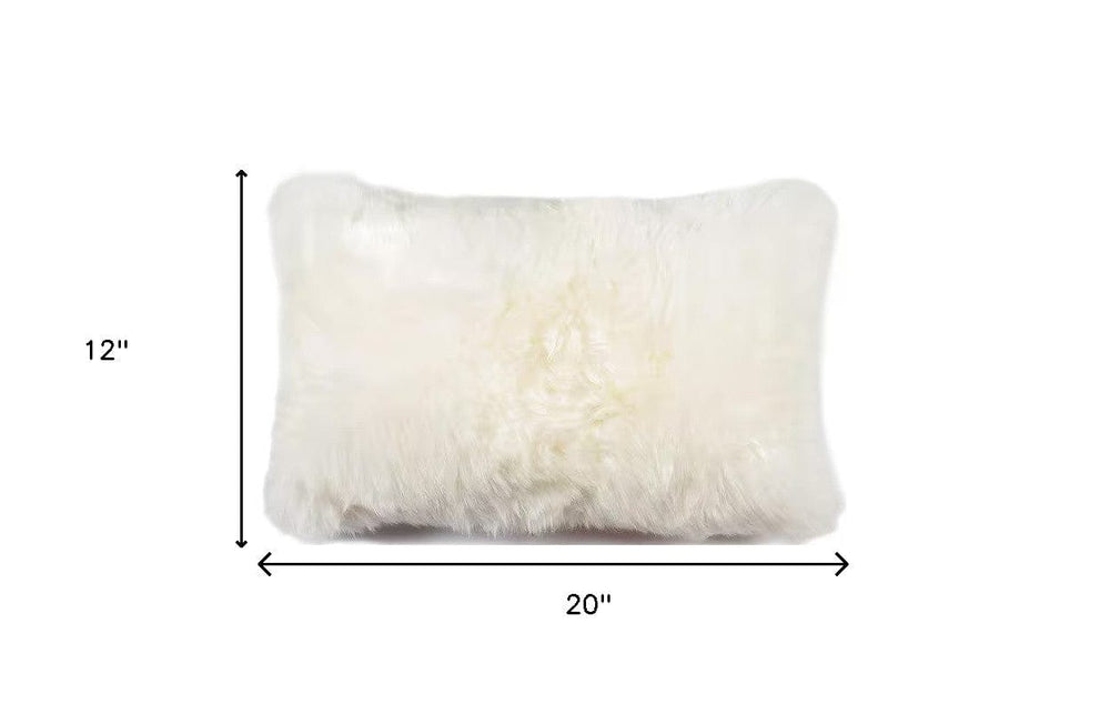 12" X 20" Natural Sheepskin Throw Pillow - Homeroots - Flyclothing LLC