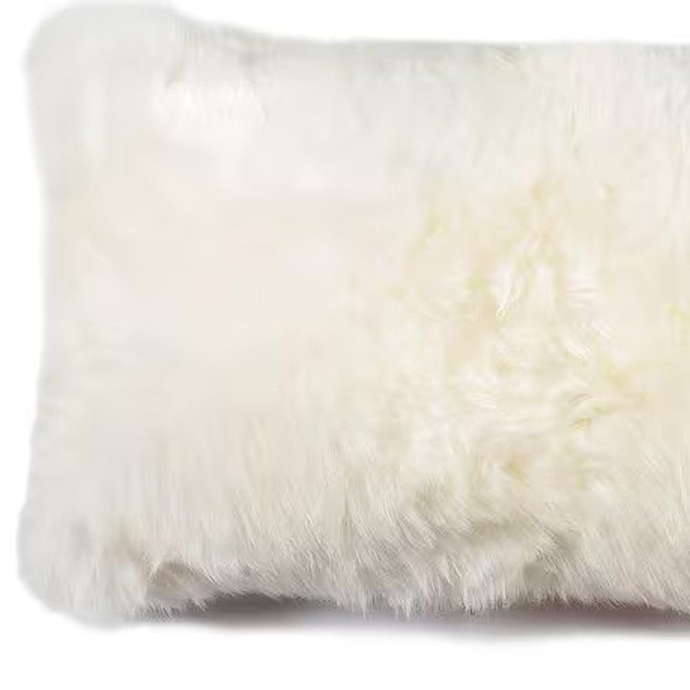 12" X 20" Natural Sheepskin Throw Pillow - Homeroots - Flyclothing LLC
