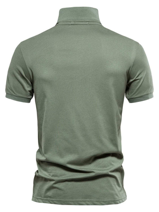 Men's Embroidered Collared Short Sleeve Polo - Trendsi - Flyclothing LLC