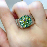 10 Carat Moissanite 925 Sterling Silver Signet Ring - Trendsi - Flyclothing LLC