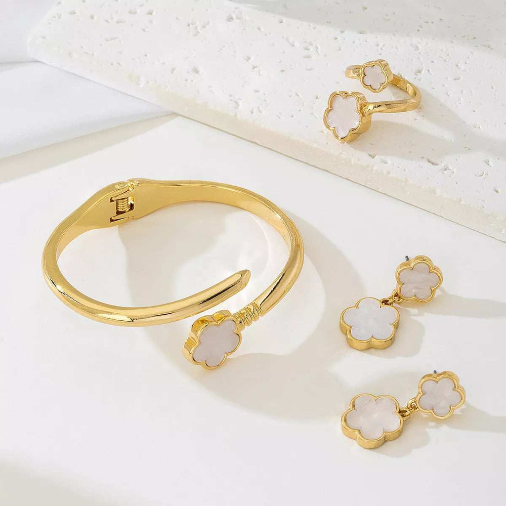 18K Gold-Plated Flower Jewelry Set - Trendsi - Flyclothing LLC