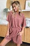 Double Take Full Size Round Neck Short Sleeve T-Shirt and Shorts Set - Trendsi - Flyclothing LLC
