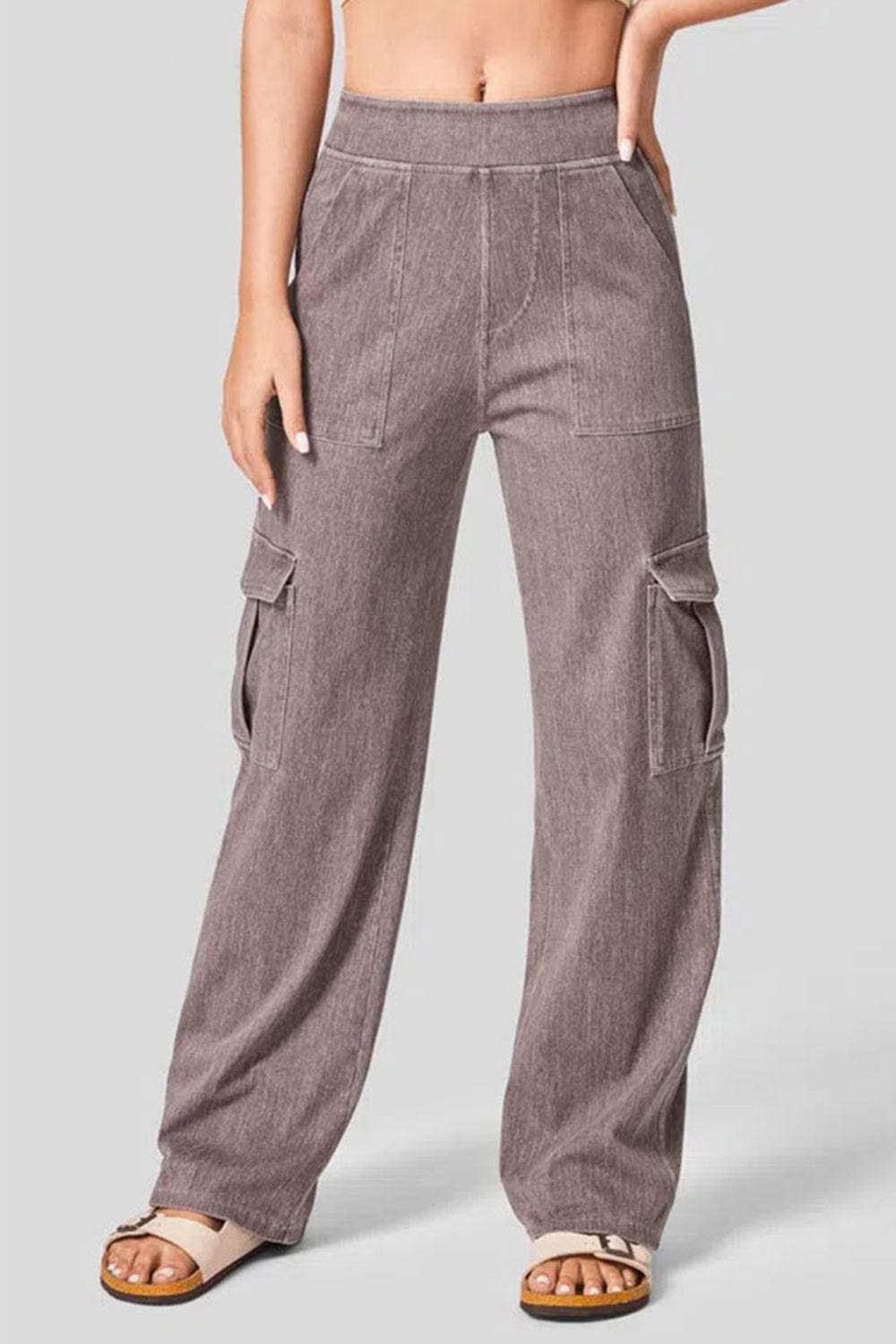 High Waist Straight Leg Cargo Jeans - Trendsi - Flyclothing LLC