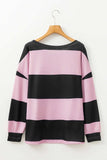 High-Low Color Block Round Neck Long Sleeve T-Shirt - Trendsi - Flyclothing LLC