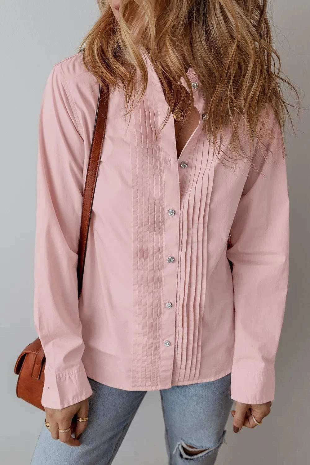 Button Up Long Sleeve Shirt - Trendsi - Flyclothing LLC