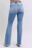 Judy Blue Full Size Raw Hem High Rise Bootcut Jeans - Trendsi - Flyclothing LLC