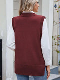Buttoned Round Neck Sweater Vest - Trendsi - Flyclothing LLC