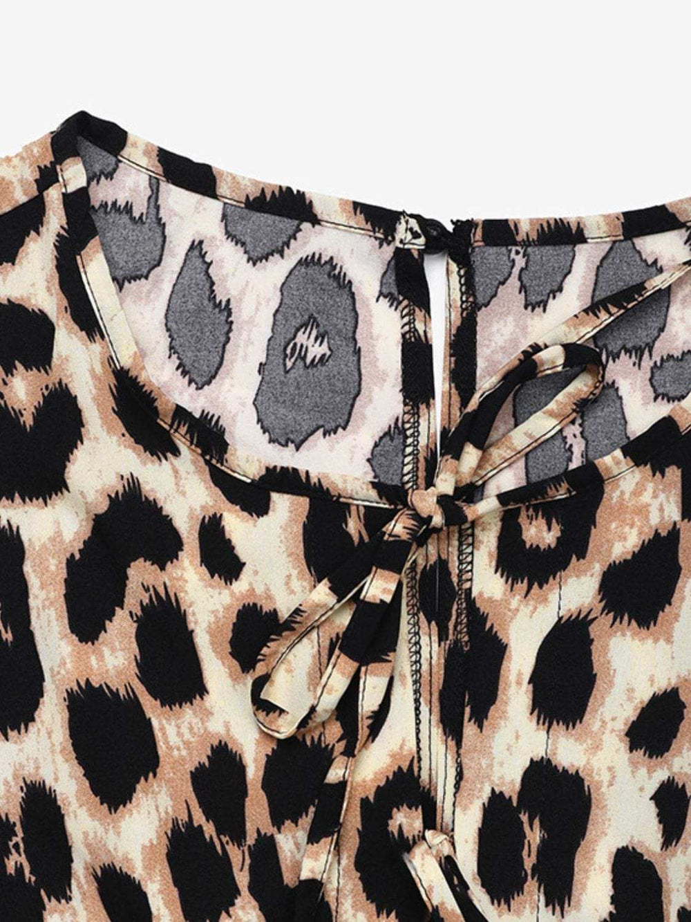 Perfee Tied Leopard Half Sleeve Jumpsuit - Trendsi - Flyclothing LLC