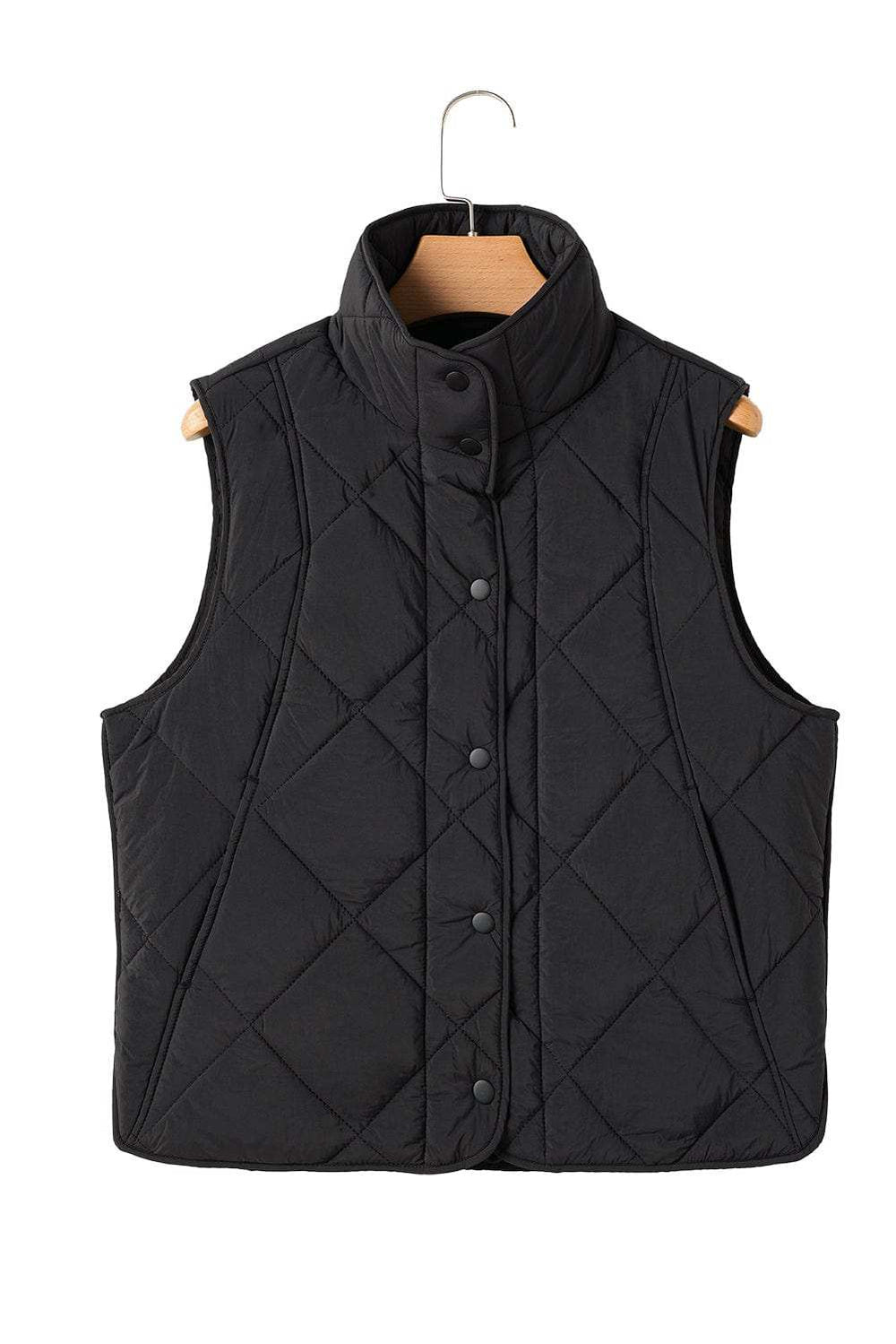 Snap Down Texture Vest Coat with Pockets - Trendsi - Flyclothing LLC