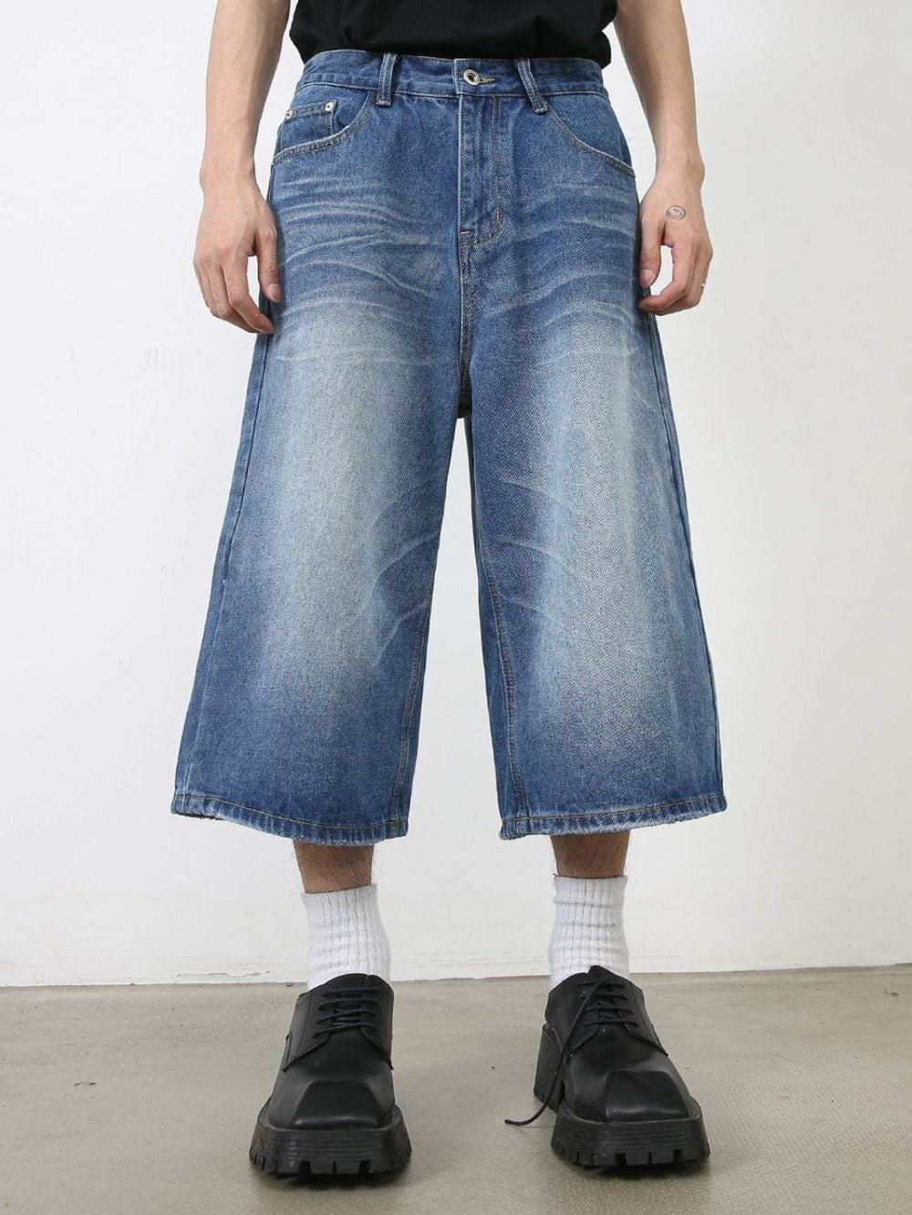 Men's Washed Denim Shorts with Pockets - Trendsi - Flyclothing LLC