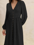 V-Neck Long Sleeve Dress - Trendsi - Flyclothing LLC