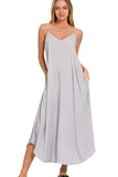 Zenana Woven Arc Hem Cami Dress With Flowy Pockets - Trendsi - Flyclothing LLC