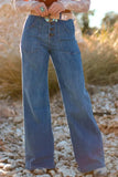 High-Waisted Wide-Leg Button-Front Jeans - Trendsi - Flyclothing LLC