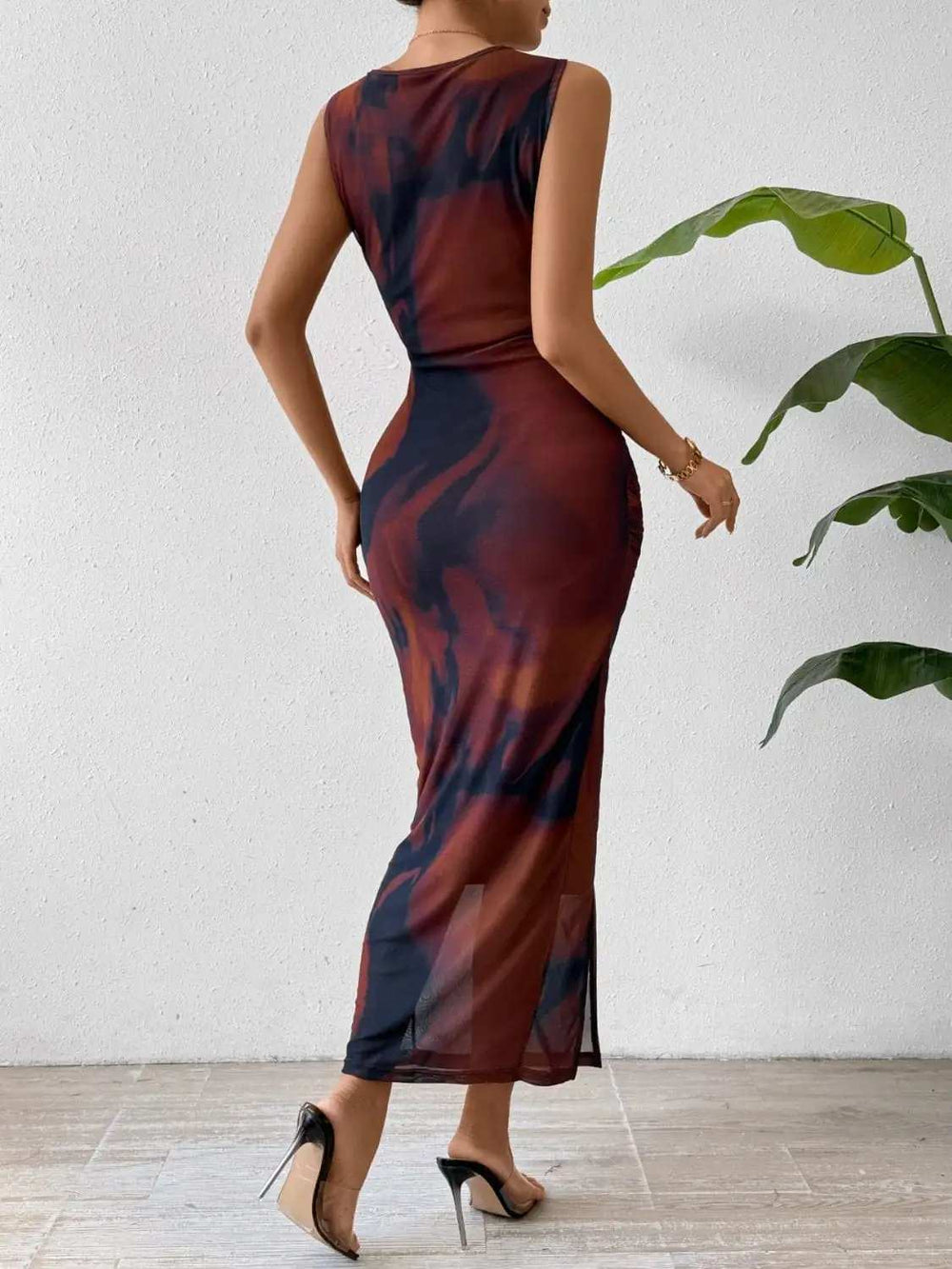 Slit Round Neck Midi Tank Dress - Trendsi - Flyclothing LLC