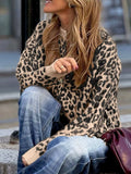 Leopard Drop Shoulder Chunky Knitted Cardigan - Trendsi - Flyclothing LLC