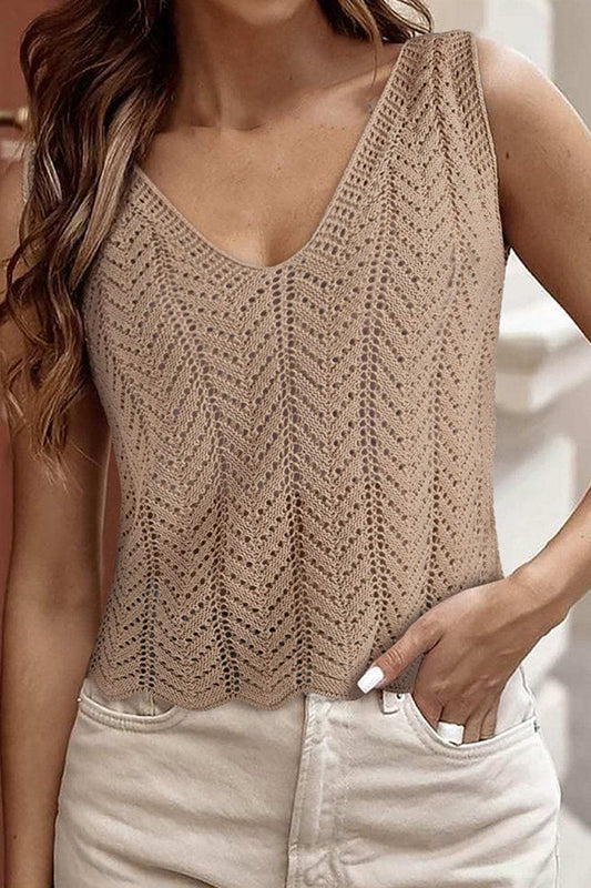 Openwork V-Neck knit Vest - Trendsi - Flyclothing LLC