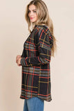 BOMBOM Drawstring Plaid Long Sleeve Hoodie - Trendsi - Flyclothing LLC