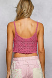 POL Floral Pattern Crochet Cropped Cami with Scalloped Edge - Trendsi - Flyclothing LLC