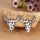 Alloy Animal Print Cow Head Earrings - Trendsi - Flyclothing LLC