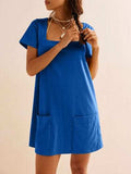 Lovelet Square Neck Short Sleeve Mini Tee Dress - Trendsi - Flyclothing LLC