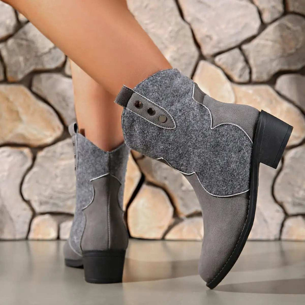 Suede Point Toe Block Heel Boots - Trendsi - Flyclothing LLC