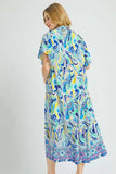 Umgee Printed Short Sleeve Tiered Midi Dress - Trendsi - Flyclothing LLC