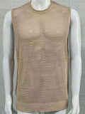 Men's Openwork Round Neck Sleeveless Knit Top - Trendsi - Flyclothing LLC